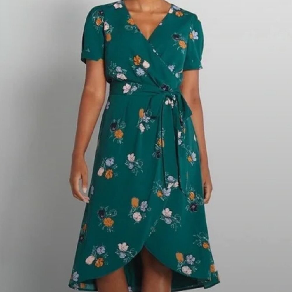 ModCloth Poetic Presence Faux-Wrap Dress